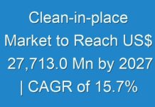 Clean-in-place Market to Reach US$ 27,713.0 Mn by 2027 | CAGR of 15.7%