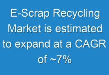 E-Scrap Recycling Market is estimated to expand at a CAGR of ~7% during the forecast period from 2019 to 2025,