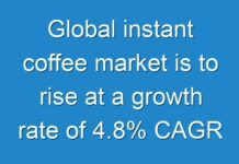 Global instant coffee market is to rise at a growth rate of 4.8% CAGR owing to increased disposable income