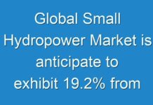 Global Small Hydropower Market is anticipate to exhibit 19.2% from 2016 to 2024