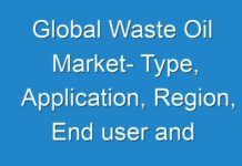 Global Waste Oil Market- Type, Application, Region, End user and Regional Outlook (2017-2026)