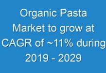 Organic Pasta Market to grow at CAGR of ~11% during 2019 – 2029
