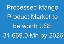 Processed Mango Product Market to be worth US$ 31,669.0 Mn by 2026