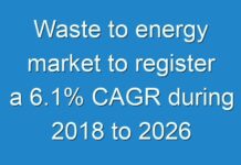 Waste to energy market to register a 6.1% CAGR during 2018 to 2026